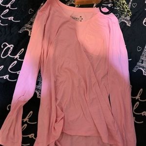 Large Hanes brand pink long sleeve tee